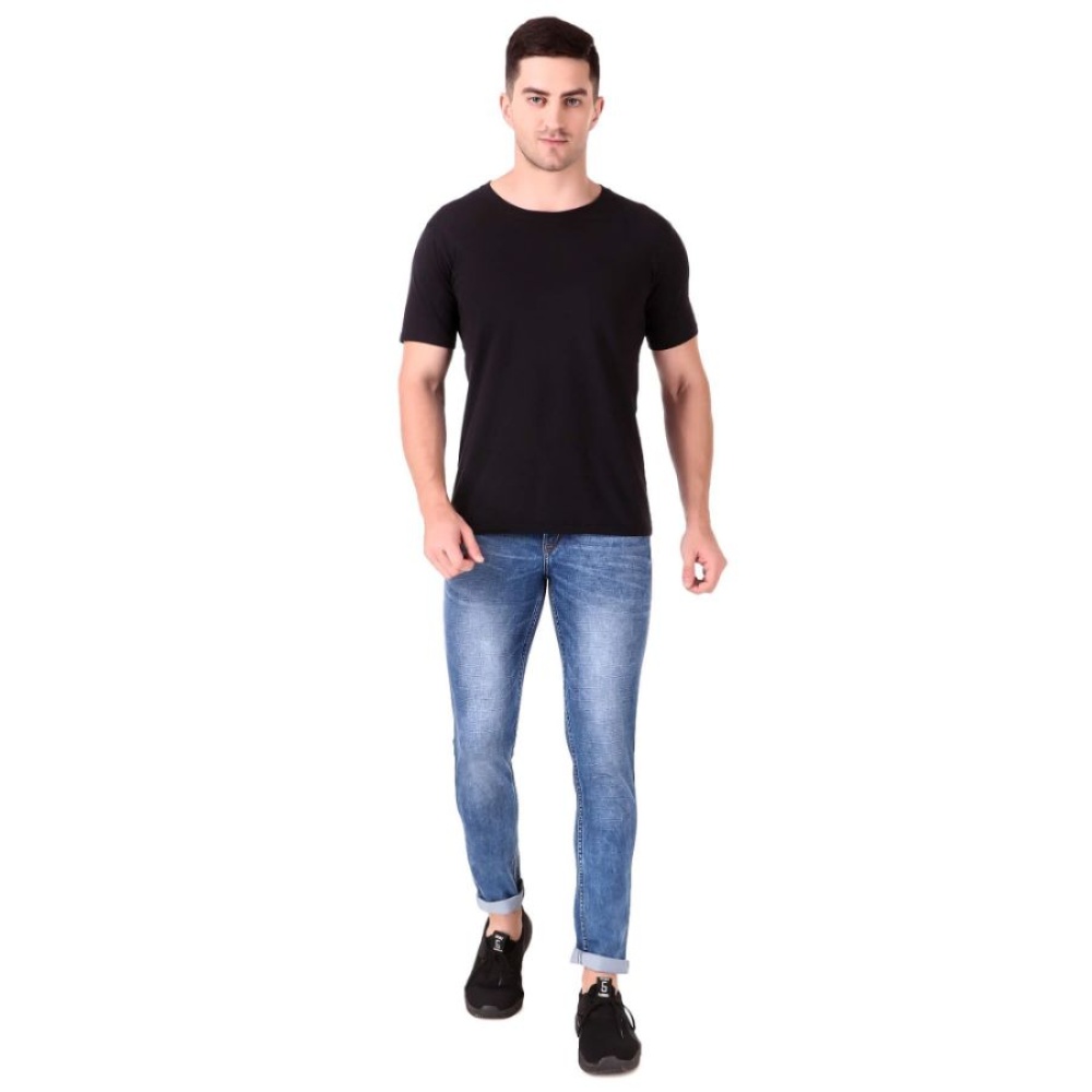Men’s Slim Fit Denim Mid Rise Stretchable Jeans (Blue) – Yoya