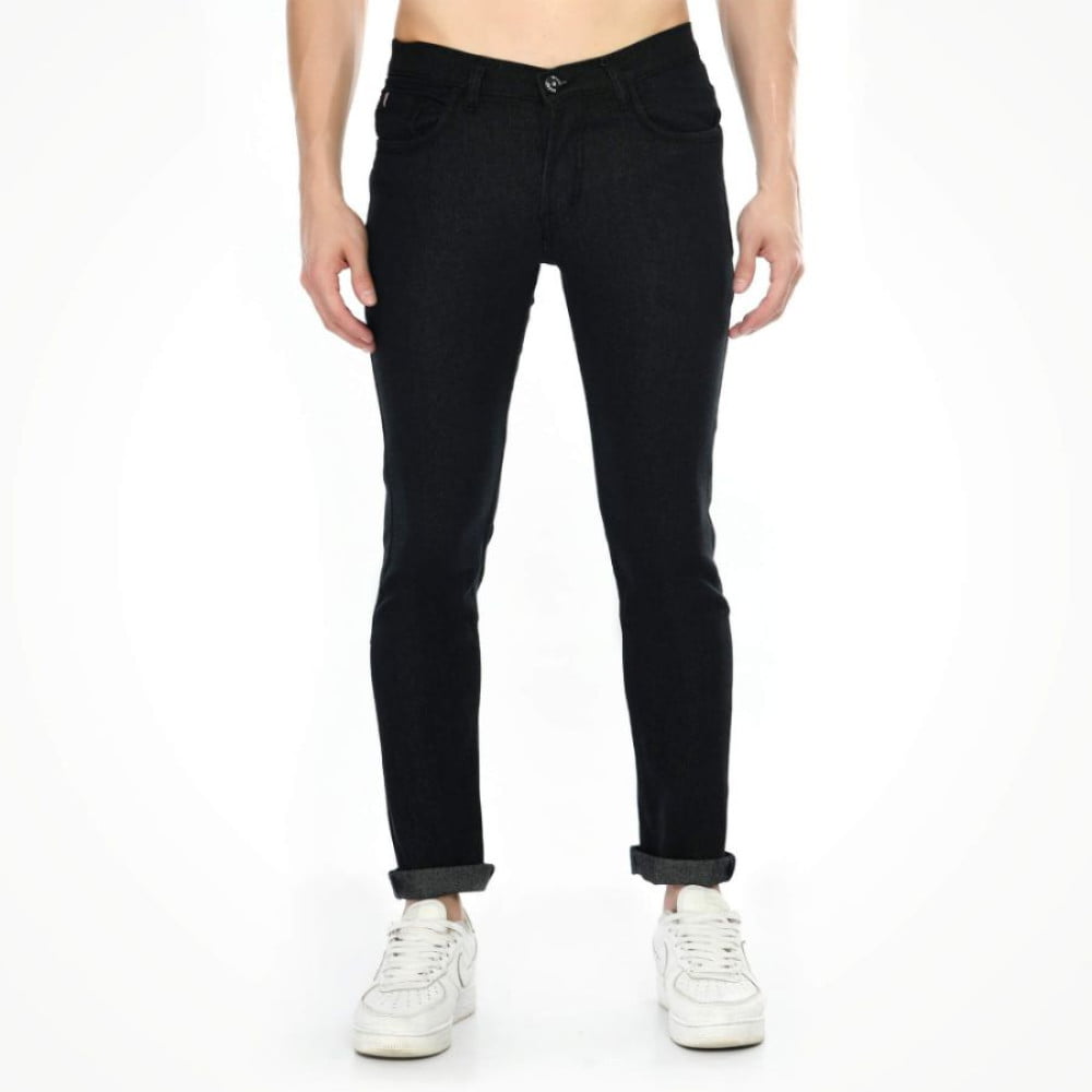 Men’s Regular Fit Denim Mid Rise Jeans (Black) – Yoya