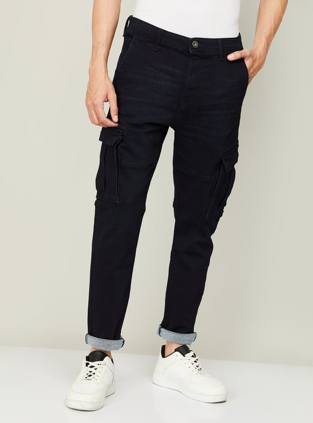 Men Solid Cargo Fit Jeans – Yoya