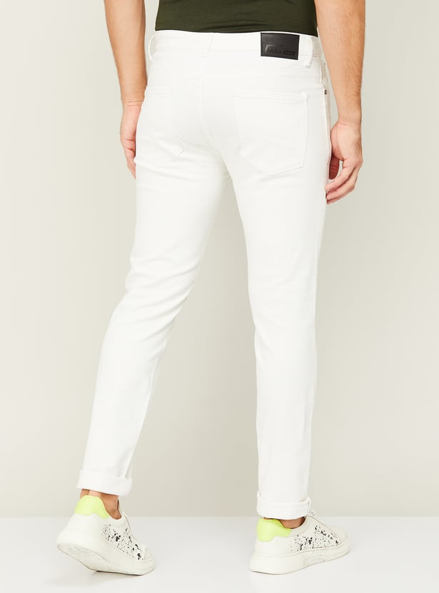 White Solid Slim Tapered Fit Jeans For Men – Yoya