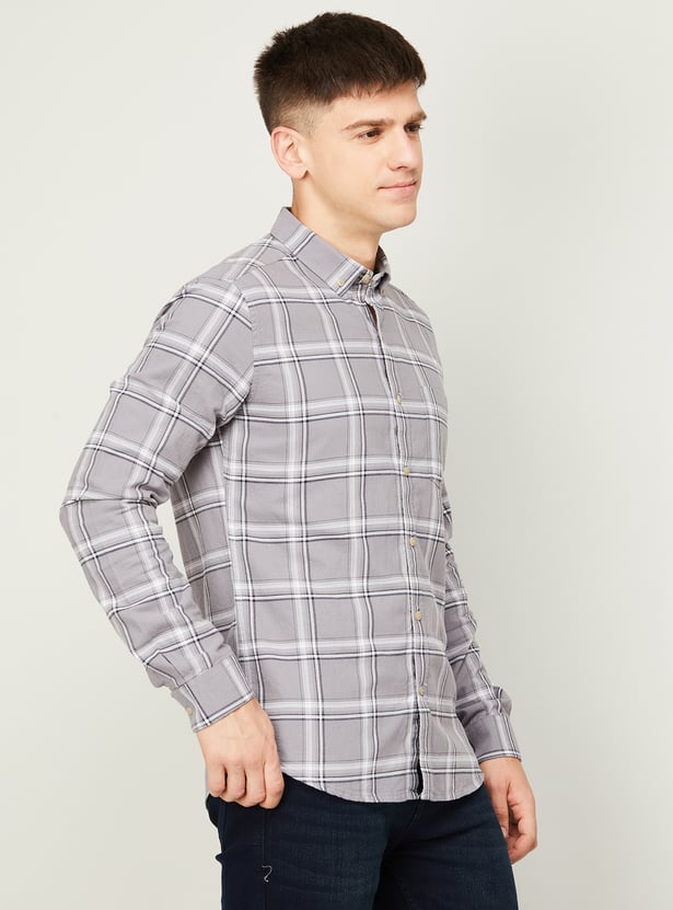 Checked Full Sleeves Slim Fit Casual Shirt For Men – Yoya
