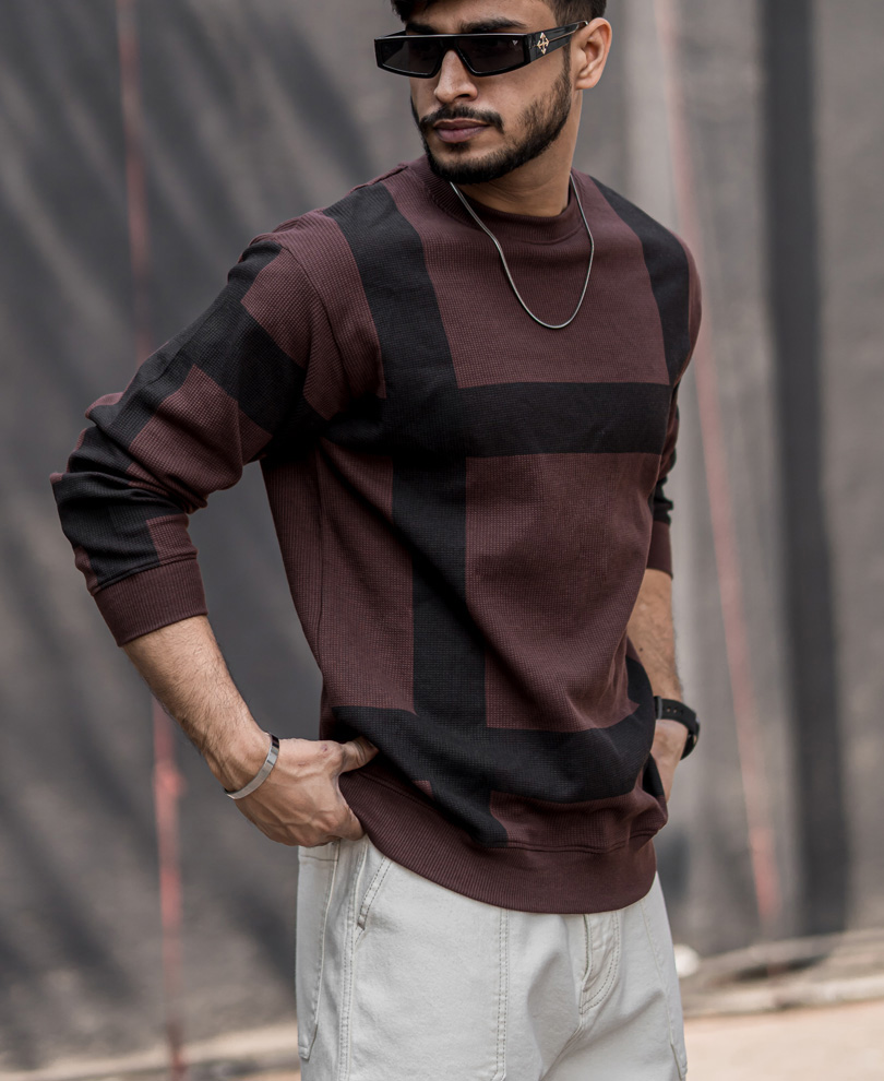 Brown Stripe Oversize Drop Shoulder T Shirt For Men – Yoya