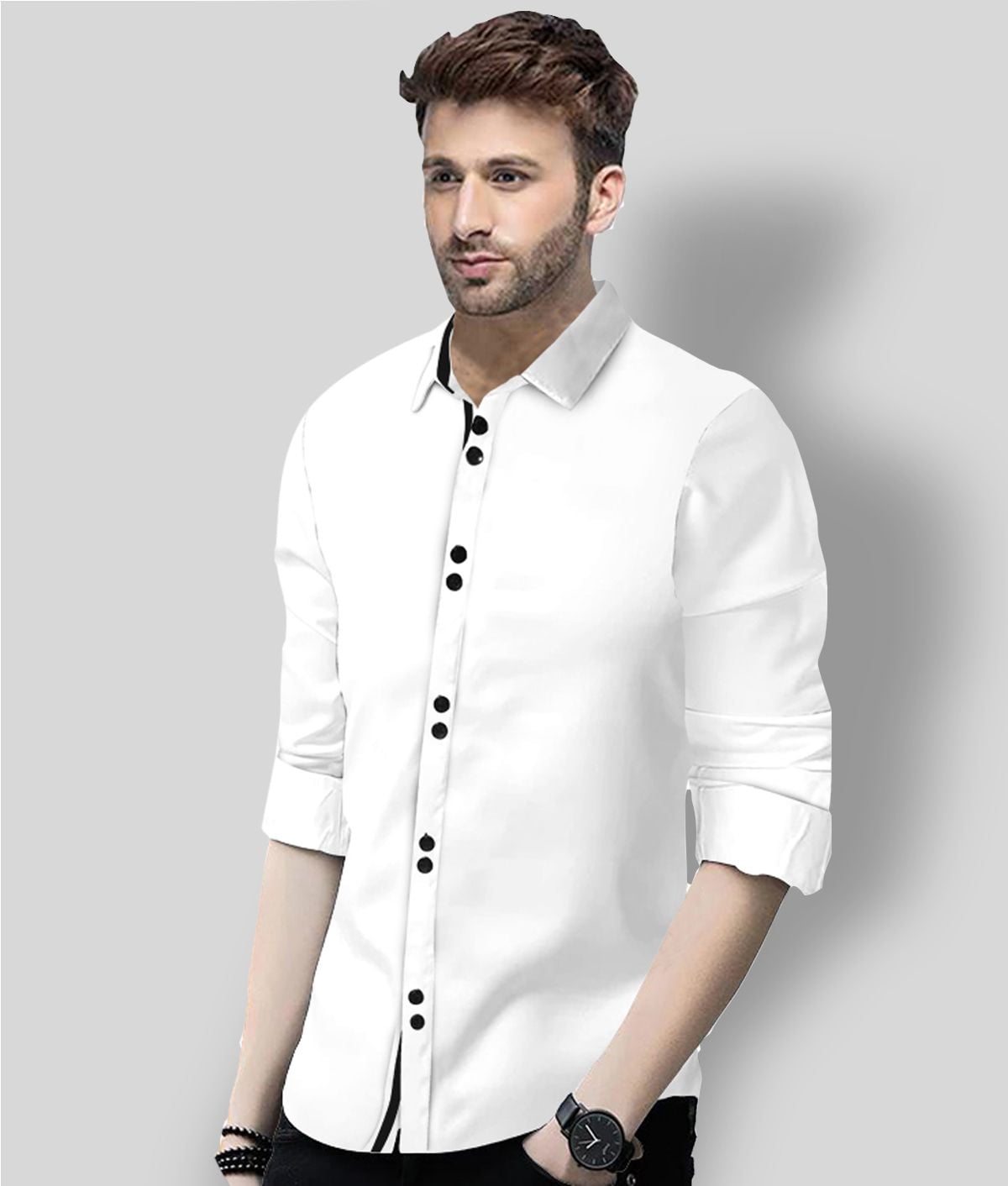 White Cotton Slim Fit Men’s Casual Shirt – Yoya