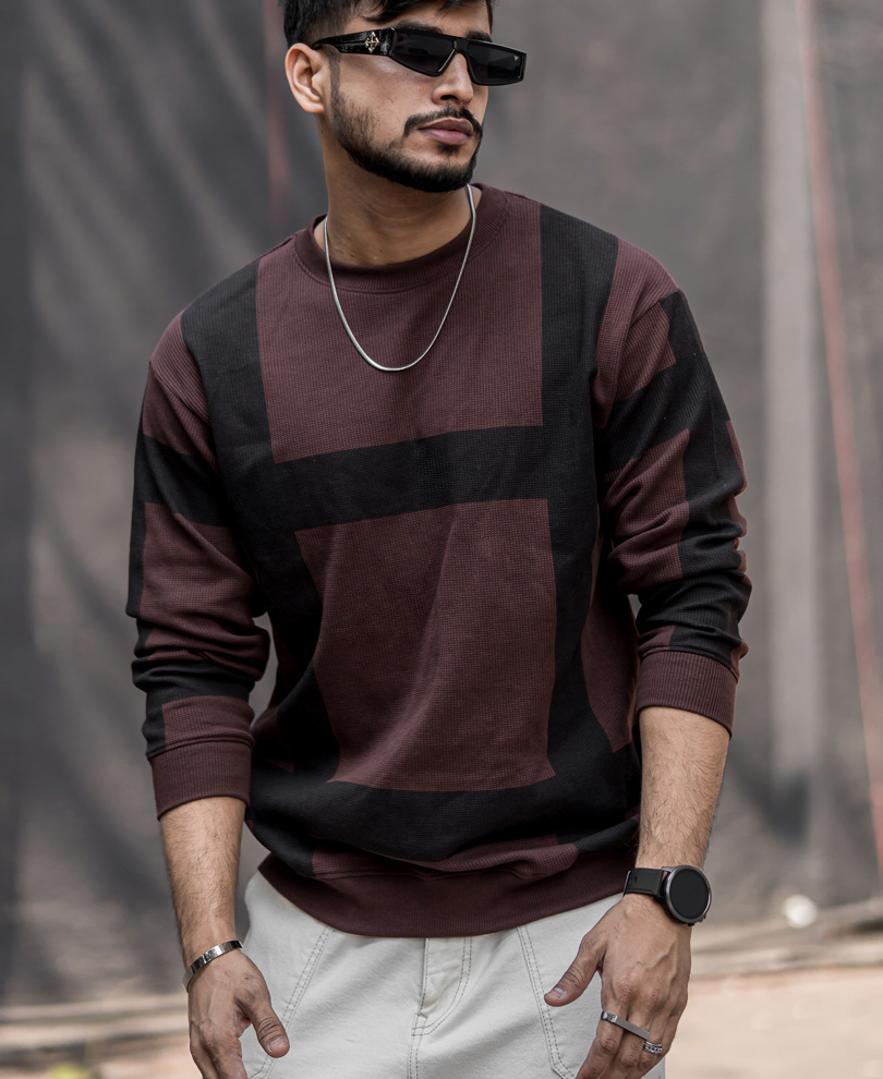 Brown Stripe Oversize Drop Shoulder T Shirt For Men – Yoya