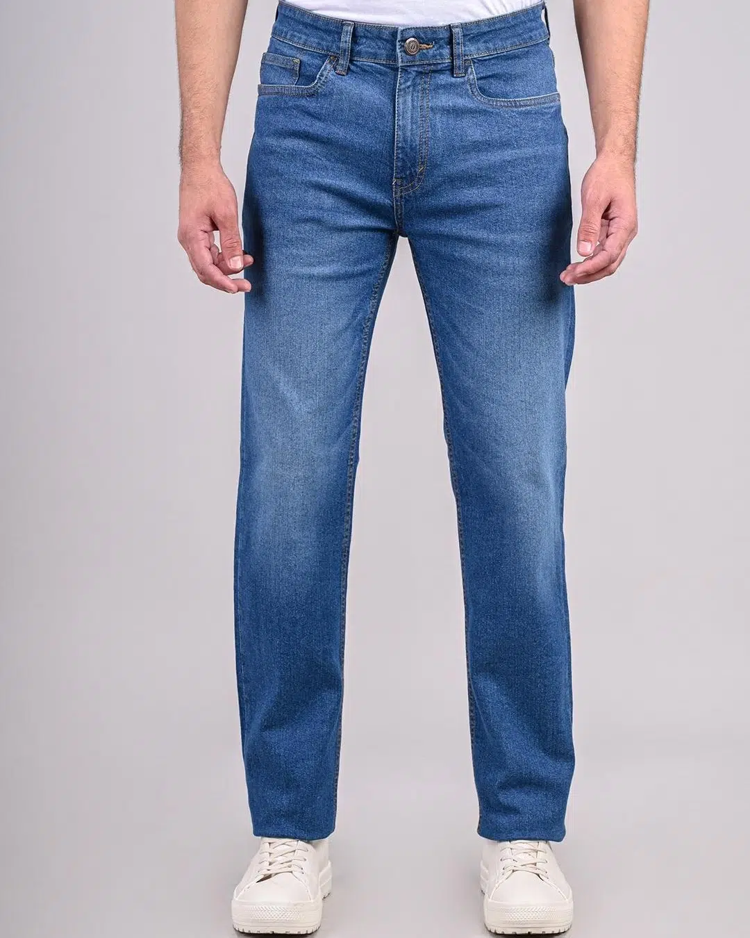 Blue Washed Regular Fit Jeans For Men – Yoya